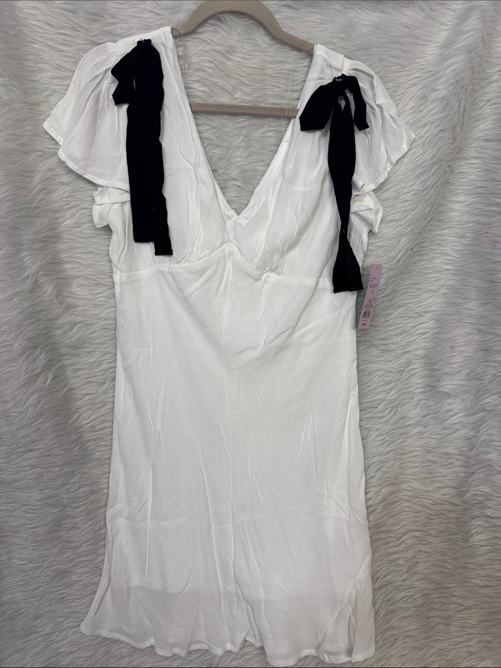 a new day White Mini Dress with Black Shoulder Ties